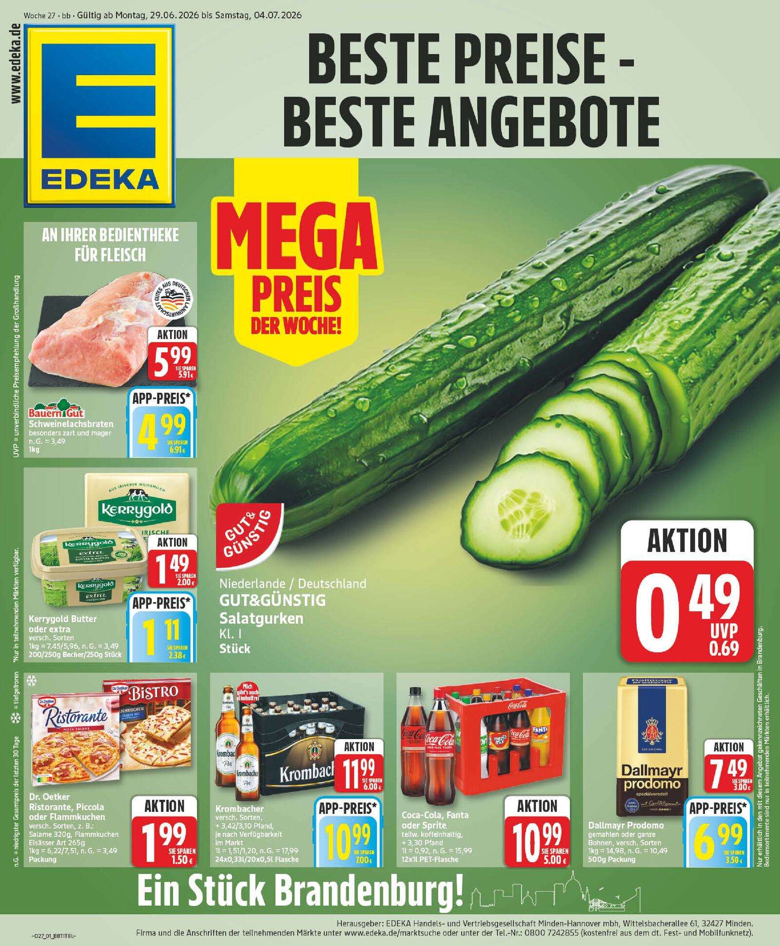 Edeka Prospekt ab Montag - Brandenburg Prospekt Vorschau