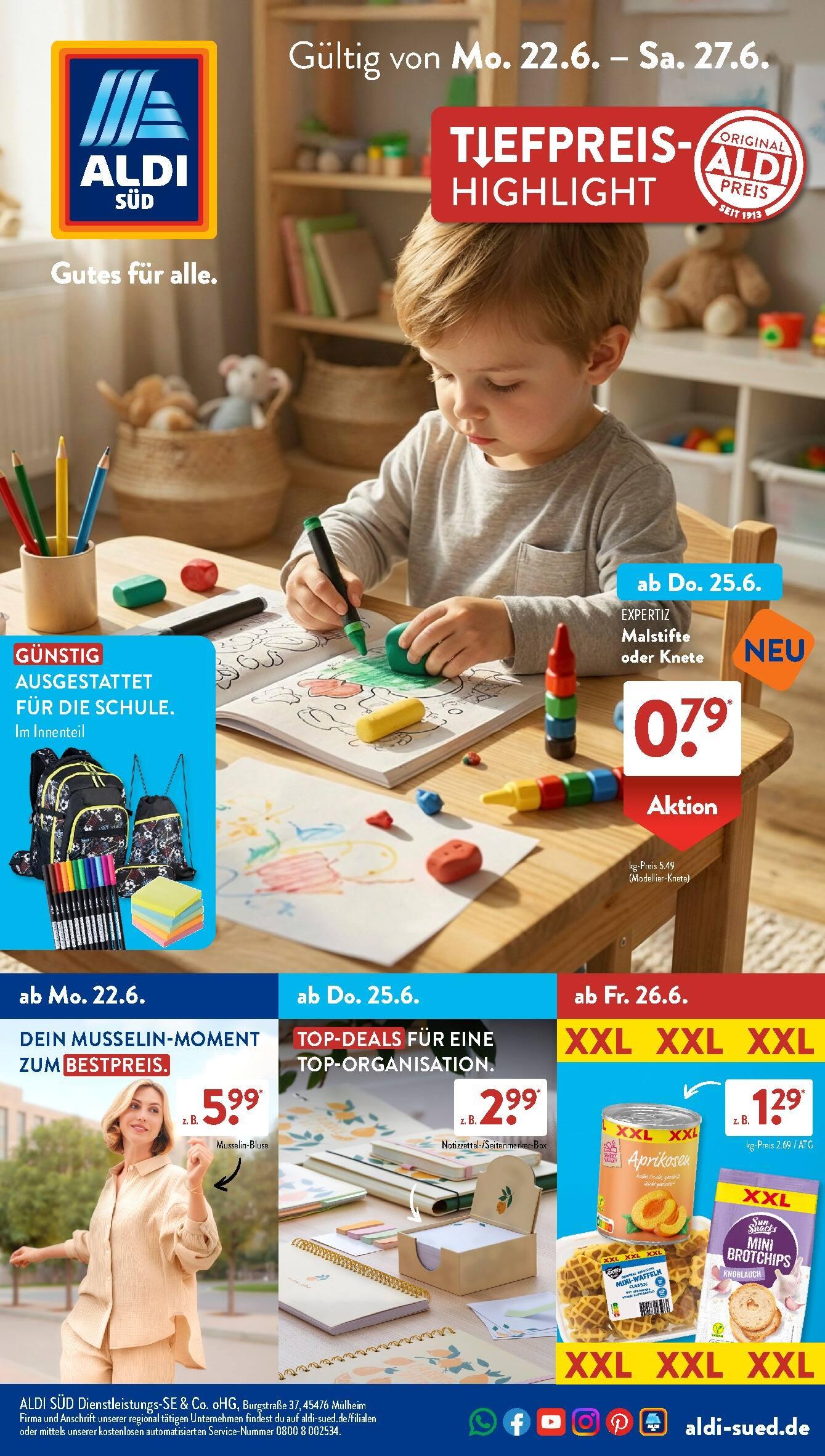 Aldi Aldi Süd Prospekt ab Montag Seite 1